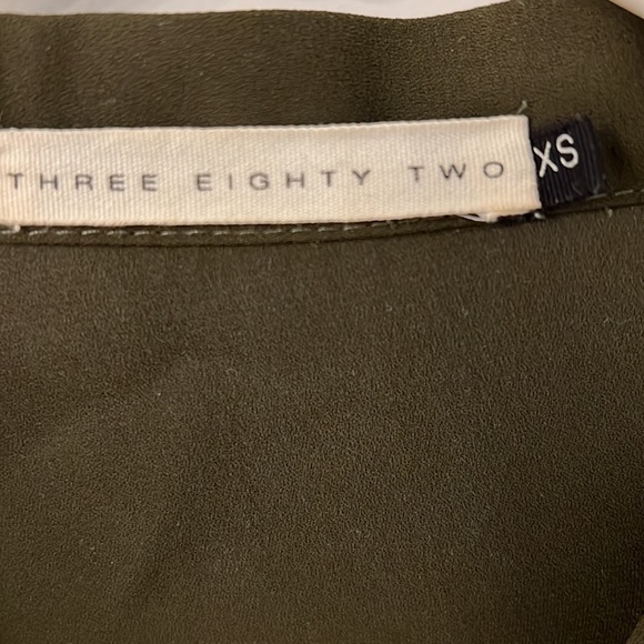 Three Eighty Two Army Green Blouse with Bow Size XS - Picture 6 of 11